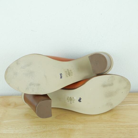 J Crew Size 10 Marlow Mules Brown Leather Slides Block Heel Sandals Preppy Boho - Picture 12 of 13